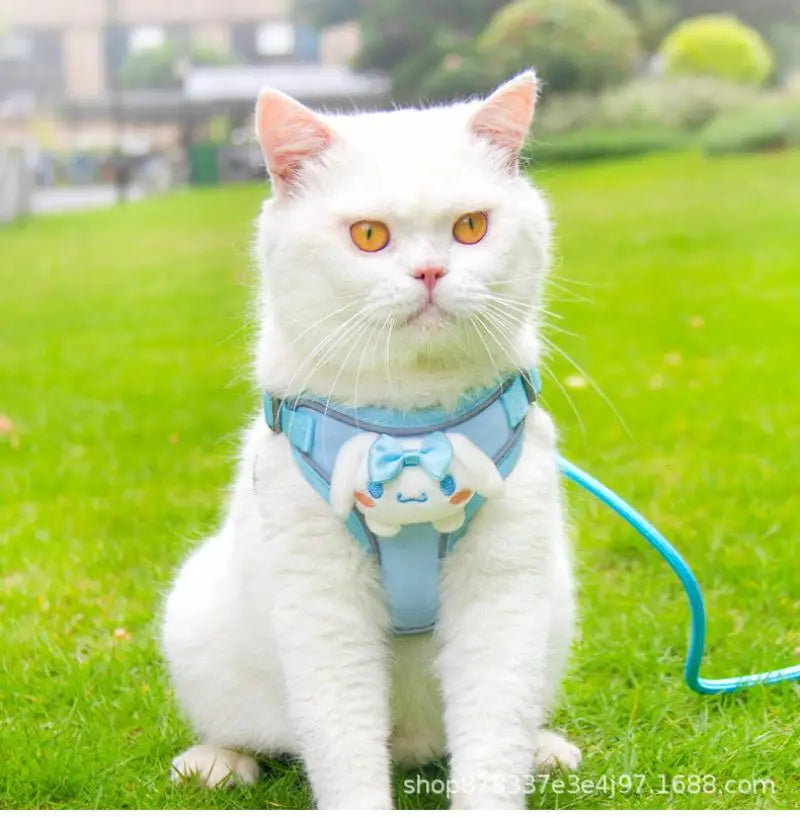 Miniso Kawaii Reflective Luminous Harness Hello Kitty Cartoon Pet Leash Kuromi Cute Prevent Breaking Away Vest Fashion New Style