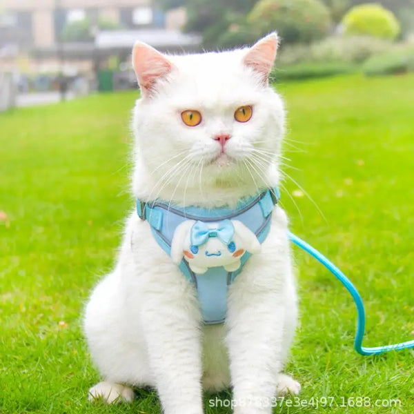 Miniso Kawaii Reflective Luminous Harness Hello Kitty Cartoon Pet Leash Kuromi Cute Prevent Breaking Away Vest Fashion New Style