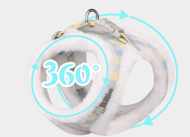Luxury Upgrade Cat Puppy Harness and Leash Sets Winter Warm Pet Reflective Harnesses Vest for Cats Kitten Small Dogs Yorkshire