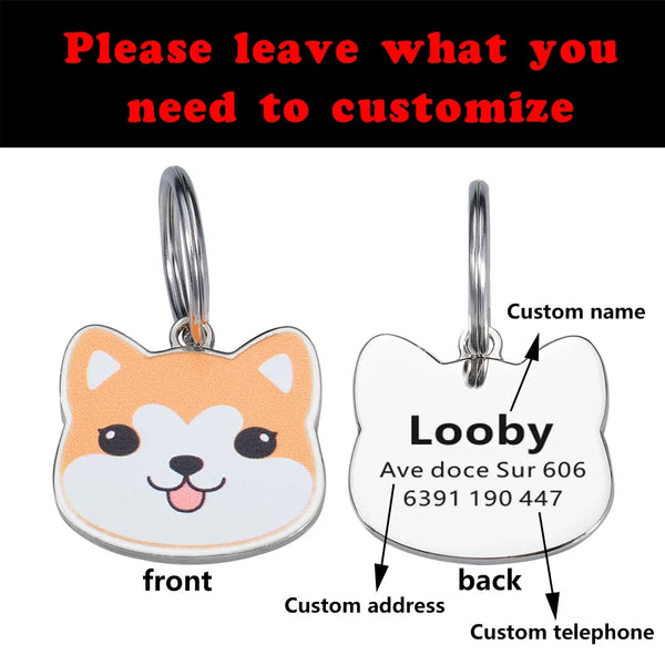 Anti-lost Custom Dog ID Tag Engraved Pet Dog Collar Accessories Personalized Cat Puppy ID Tag Stainless Steel Dog/Cat Name Tags