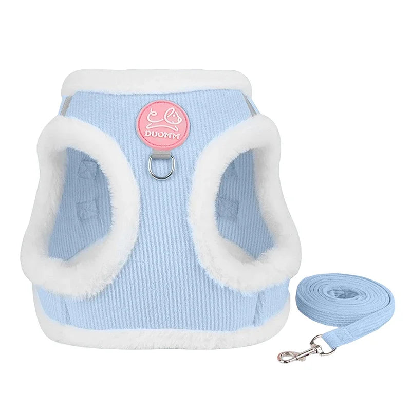 INS Cute Dog Harness Chest Back Set Autumn and Winter Harness and Leash Set for Small Dogs Bichon Pet Plushes Cat Dog Products