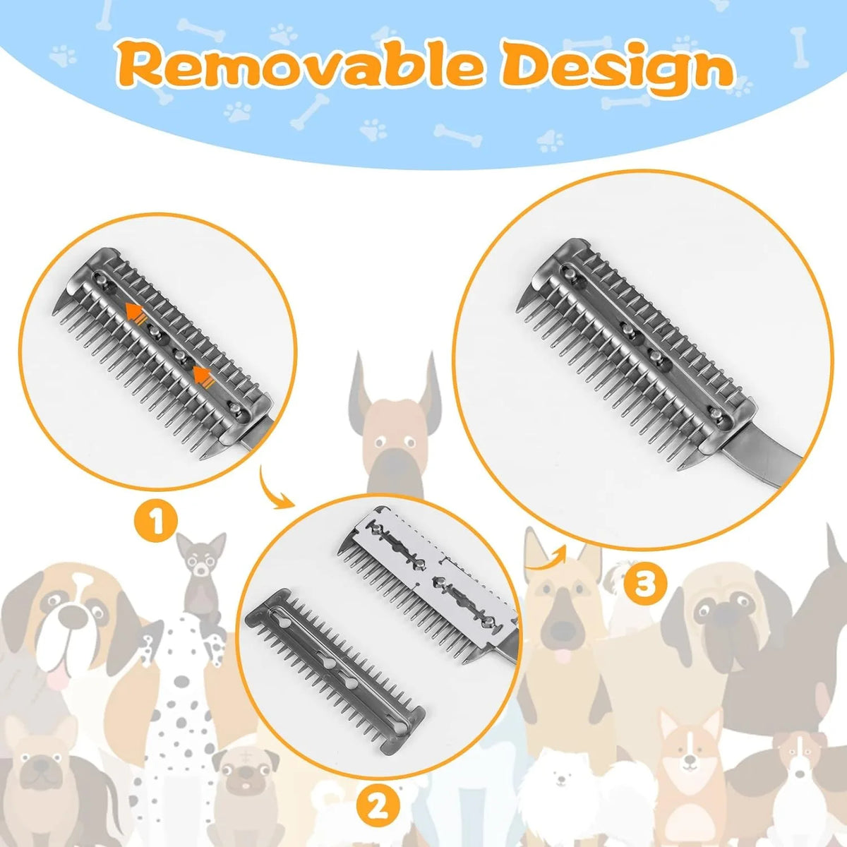 2-in-1 Pet Grooming Razor Comb Plastic With 1PC Metal Blade Hair Trimmer For Dog Cat Trimming Grooming Safe Razor Comb Supplies