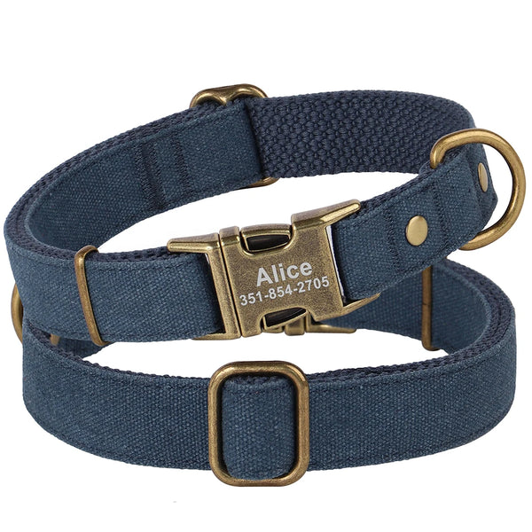 Customized Nylon Dog Collar Personalized Dogs ID Tag Collars Pet Necklace With Metal Buckle for Small Large Dogs Pitbull Buldog