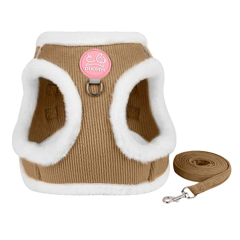 INS Cute Dog Harness Chest Back Set Autumn and Winter Harness and Leash Set for Small Dogs Bichon Pet Plushes Cat Dog Products