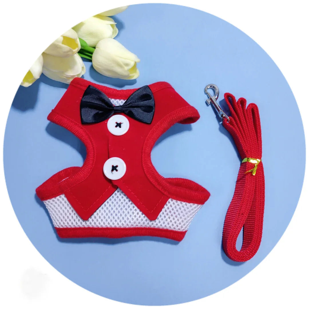 Elegant Bow Dog Collars Necktie Traction Rope Christmas Pet Harness for Small Medium Dogs Cat Chest Strap Dog Accessories Gifts