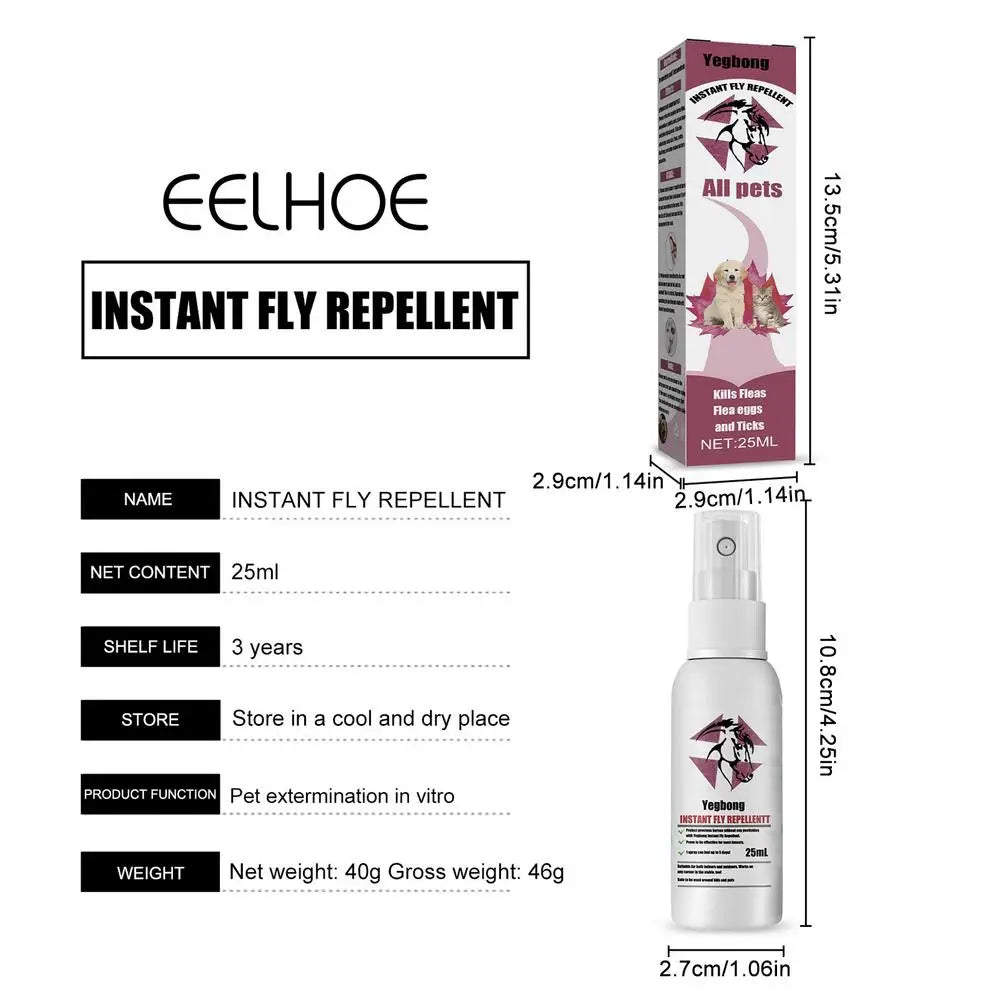 25ml Pet Insect Repellent Spray Drive Away Lice Fleas Ticks Steriliza-tion Relieve Skin Itching Suitable For Deworming Dogs Cats