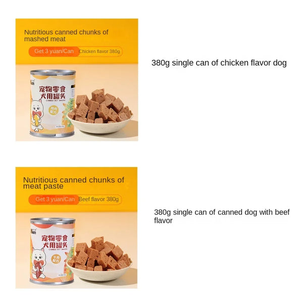 Dog Canned Food 380g Nutritious and Healthy Mixed Rice Wet Grain Beef and Chicken Flavored Snacks for Puppies Whole Box
