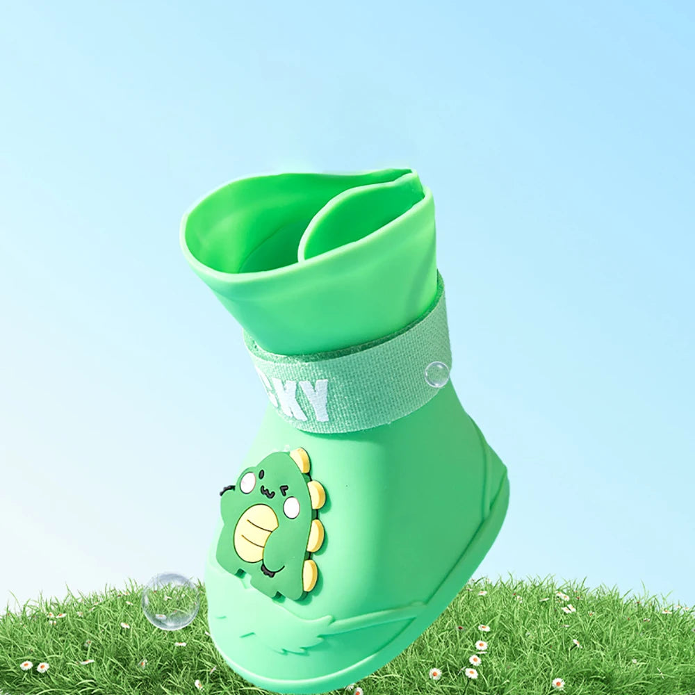 Waterproof Anti-Slip Rubber Rainshoe for Pets,Outdoor Shoe,Ankle Boots,Pet Accessories,Small Medium and Large Dogs and Cats,4PCs