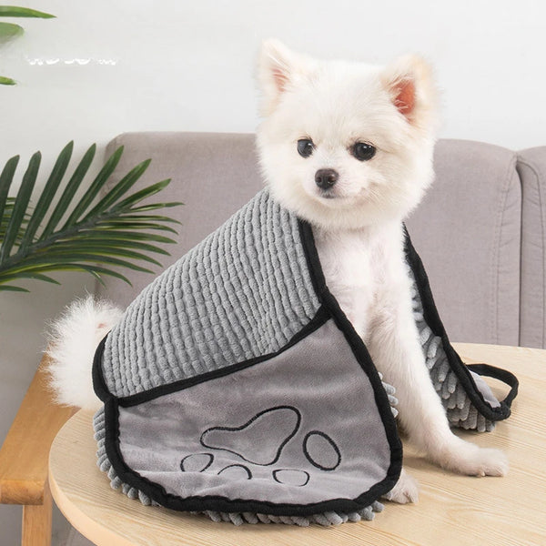 Soft Dog Bath Robe Towel Quick Dry Pet Towel Fiber Absorbent Cat Bath Towel Convenient Pet Cleaning Washcloth Dog Accessories