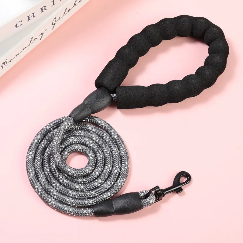 Reflective Dog Leash With Comfortable Padded Handle - Double Heavy Duty Traction Rope For Strong Dogs - Enhance Safety And Contr