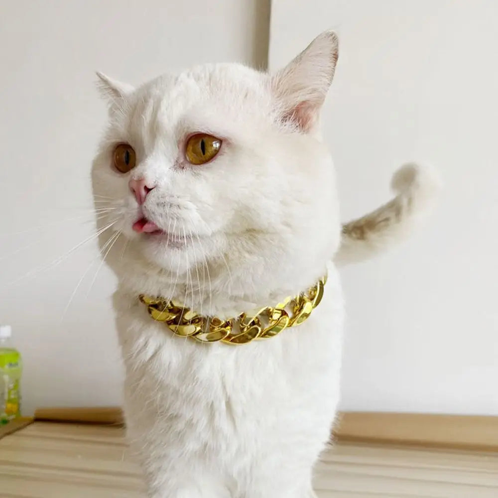Pet Fashion Necklace Chain Dog Collar French Fighting Small Medium Dog Gold Collar Cat Dog Gold Necklace Pet Jewelry Accessories