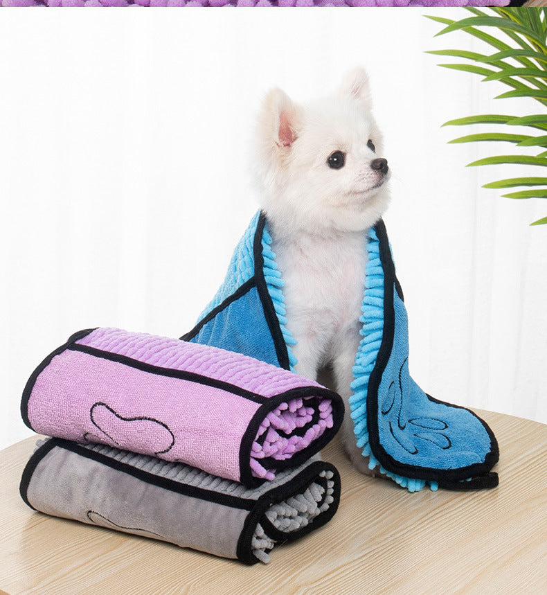 Soft Dog Bath Robe Towel Quick Dry Pet Towel Fiber Absorbent Cat Bath Towel Convenient Pet Cleaning Washcloth Dog Accessories