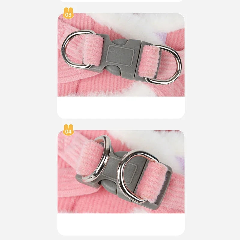 INS Cute Dog Harness Chest Back Set Autumn and Winter Harness and Leash Set for Small Dogs Bichon Pet Plushes Cat Dog Products