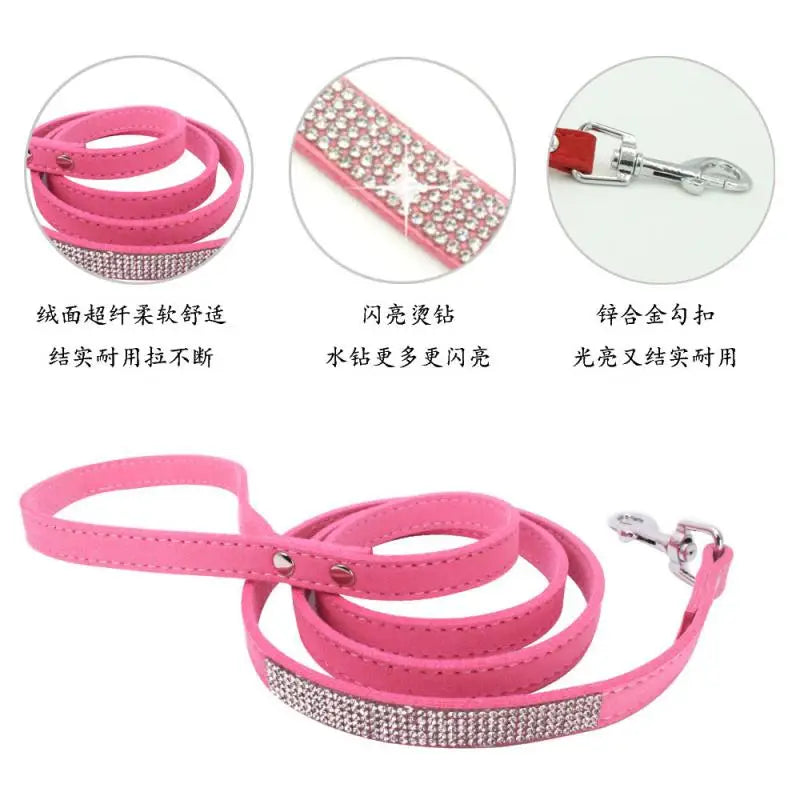Personalized Dog Collar Leather Rhinestone Bling Charms Custom Pet Dogs Cat Name