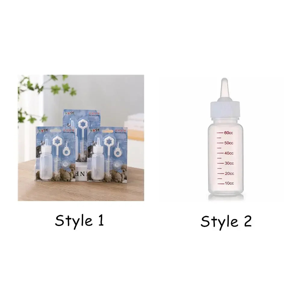 60ml Pet Nursing Milk Bottle Kits Nursing Bottle Mini Nipple Cat Feeding Bottle for Newborn Small Animal Kittens Puppies Rabbits