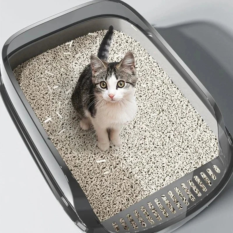 New Premium, Luxurious High-Quality Large Spacious Plastic Cat Litter Box with Anti-Splash Design for Open Cats Toilet. High Cap