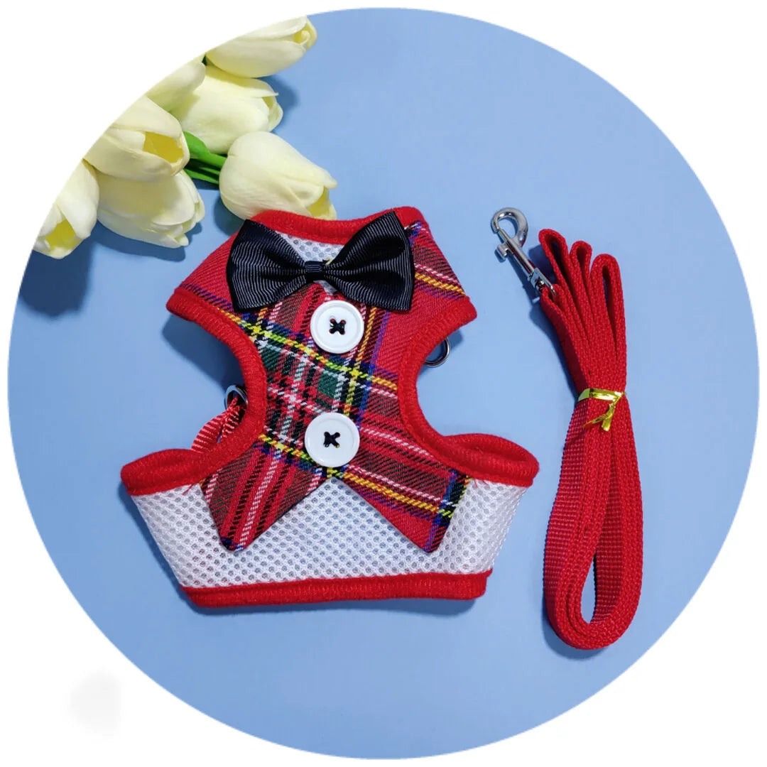 Elegant Bow Dog Collars Necktie Traction Rope Christmas Pet Harness for Small Medium Dogs Cat Chest Strap Dog Accessories Gifts
