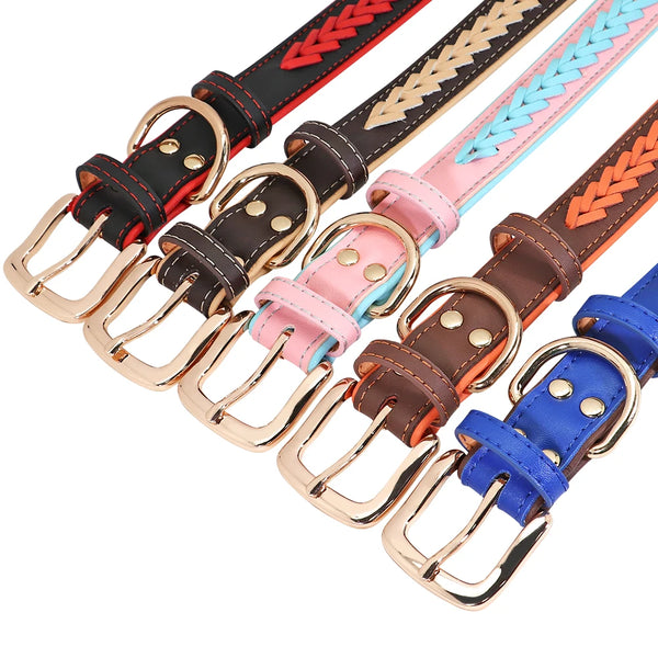 Personalized Dog ID Collar PU Leather Dog Collars Anti-lost ID Tag Free Engraving Nameplate For Small Medium Large Dogs Pitbull