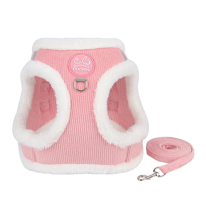 INS Cute Dog Harness Chest Back Set Autumn and Winter Harness and Leash Set for Small Dogs Bichon Pet Plushes Cat Dog Products