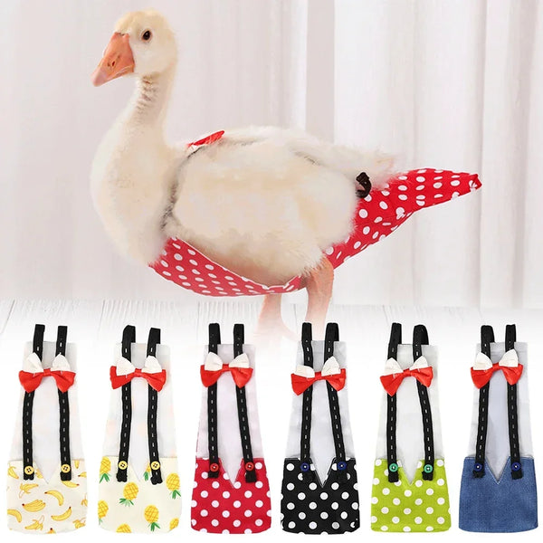 Reusable S/M/L Farm Pet Goose Diaper Hen Chicken Duck Poultry Diaper Cloth Washable Costume Diaper with Bow Knot Goose Supplies