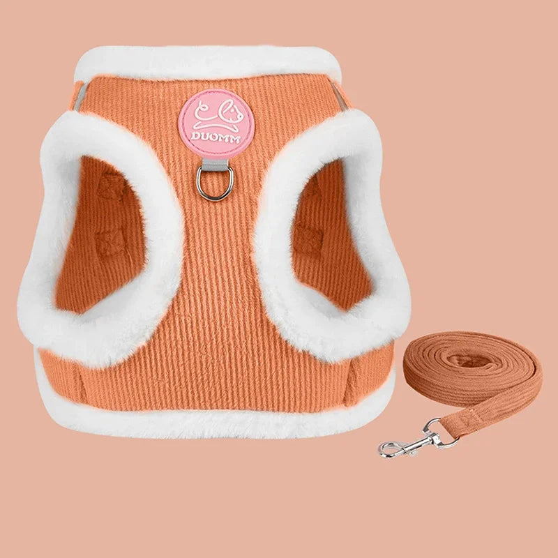 INS Cute Dog Harness Chest Back Set Autumn and Winter Harness and Leash Set for Small Dogs Bichon Pet Plushes Cat Dog Products