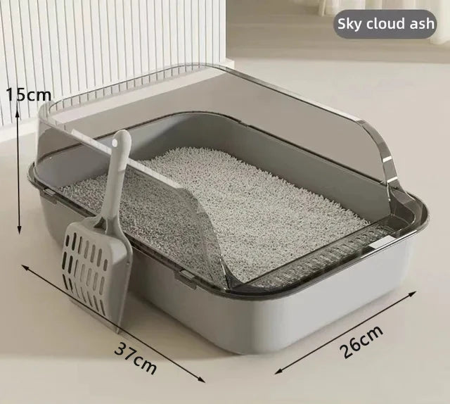 New Premium, Luxurious High-Quality Large Spacious Plastic Cat Litter Box with Anti-Splash Design for Open Cats Toilet. High Cap