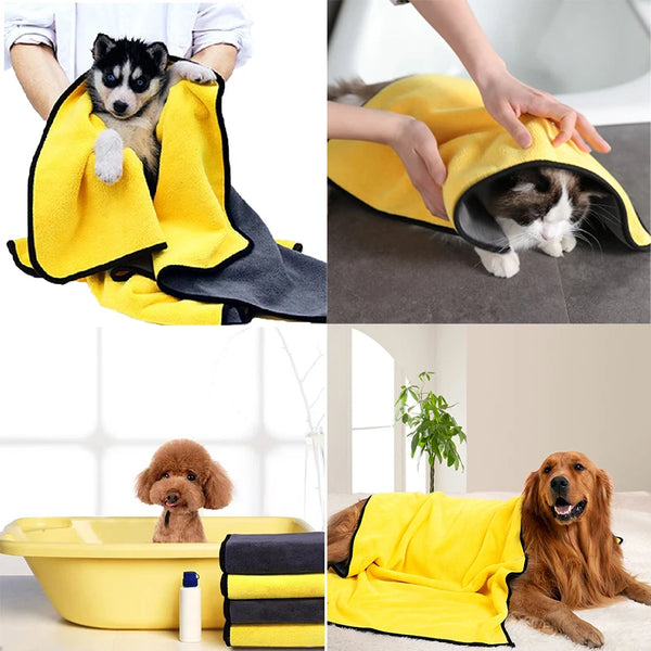 1pc Quick-Drying Dog And Cat Towels Soft Fiber Towels Absorbent Bath Towel Pet Bathrobe Convenient Cleaning Towel Pet Supplies