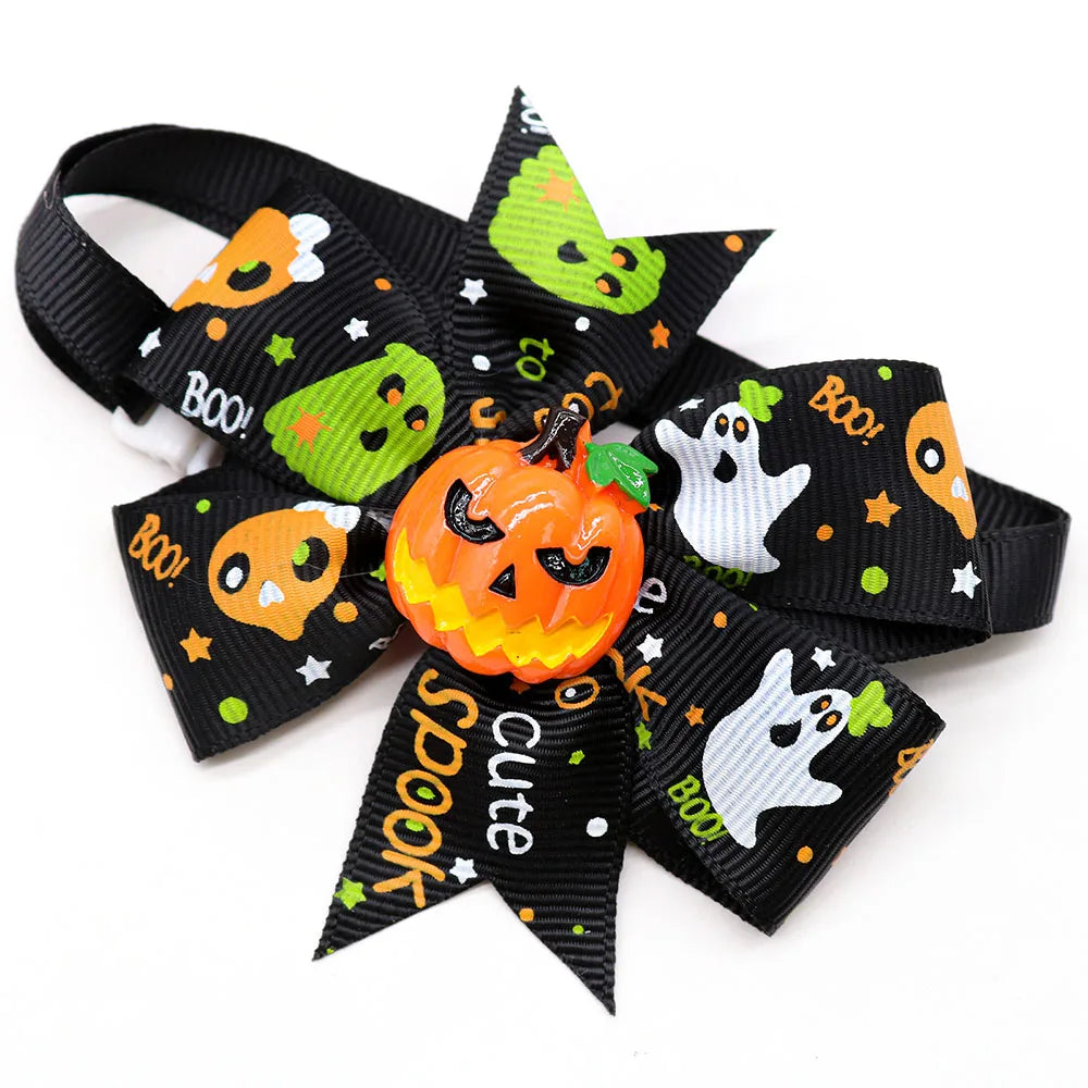 20PCS Dog Bow Ties Halloween Party Adjustable Pet Bowties For Dogs and Cats Pet Dog Collars Flower Dog Grooming Accessories