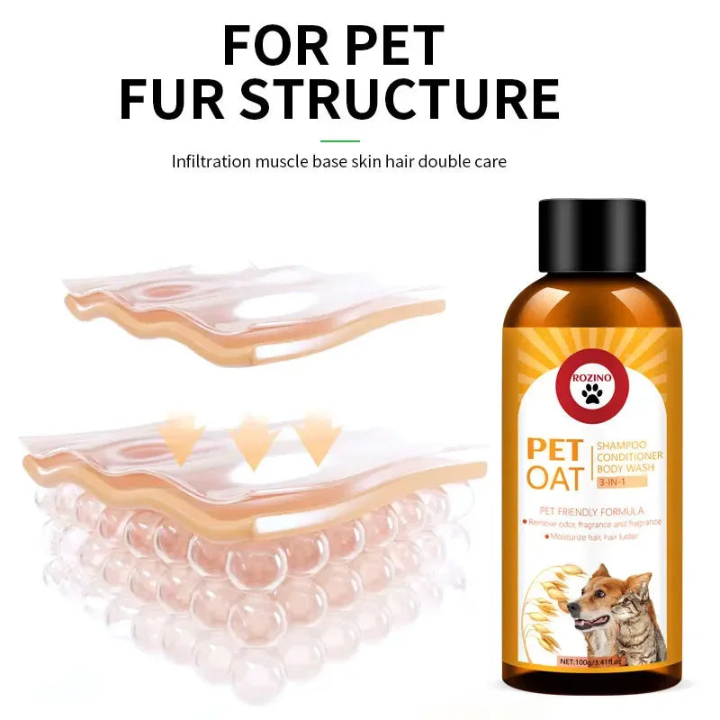 100ml Cats Shampoo Body Wash Dogs Conditioner 3 in 1 Bacteria Mites Deodorant Long Lasting Fragrance Pet Cleaning Products