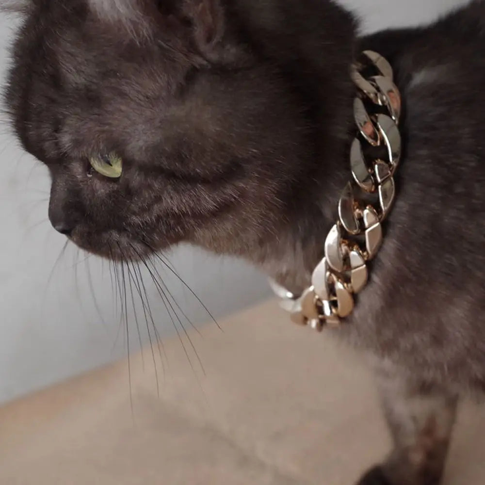 Pet Fashion Necklace Chain Dog Collar French Fighting Small Medium Dog Gold Collar Cat Dog Gold Necklace Pet Jewelry Accessories