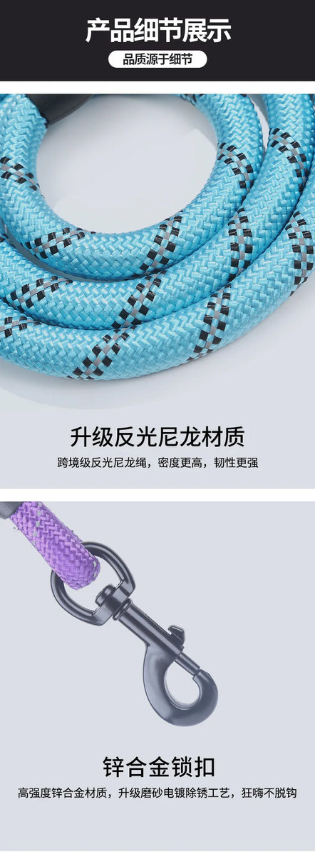 Reflective Dog Leash With Comfortable Padded Handle - Double Heavy Duty Traction Rope For Strong Dogs - Enhance Safety And Contr