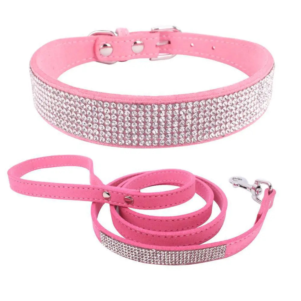 Personalized Dog Collar Leather Rhinestone Bling Charms Custom Pet Dogs Cat Name