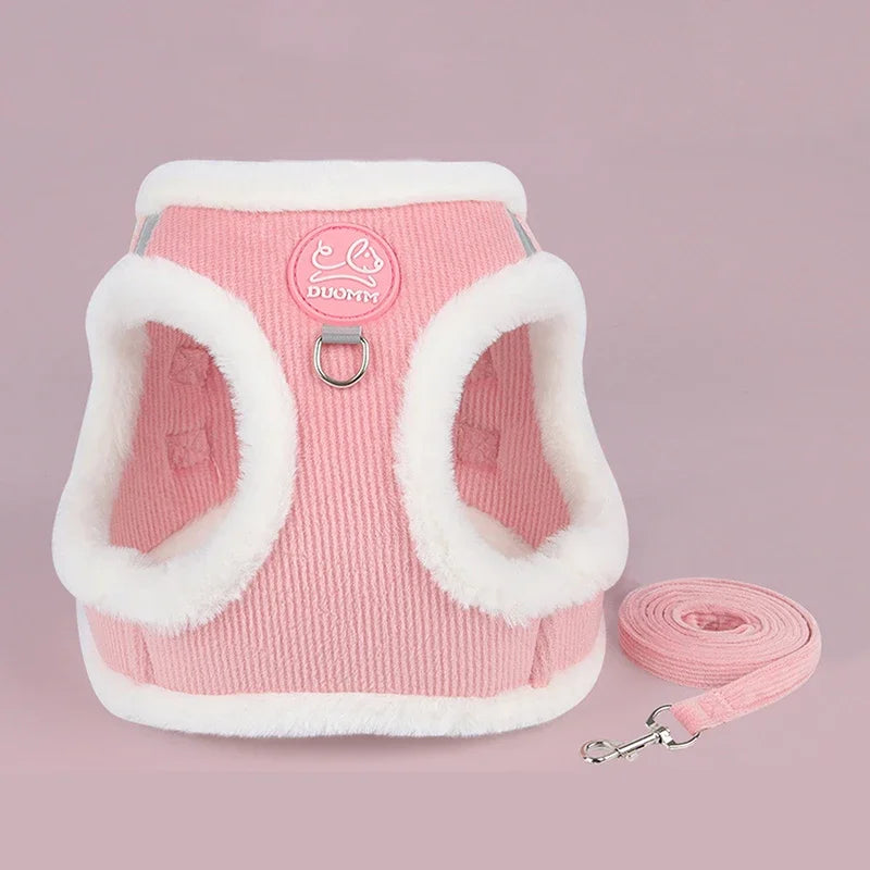 INS Cute Dog Harness Chest Back Set Autumn and Winter Harness and Leash Set for Small Dogs Bichon Pet Plushes Cat Dog Products