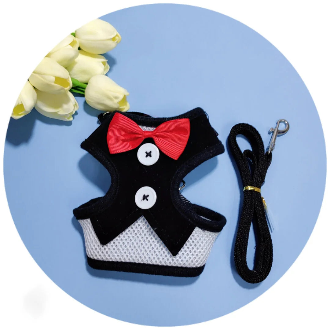 Elegant Bow Dog Collars Necktie Traction Rope Christmas Pet Harness for Small Medium Dogs Cat Chest Strap Dog Accessories Gifts