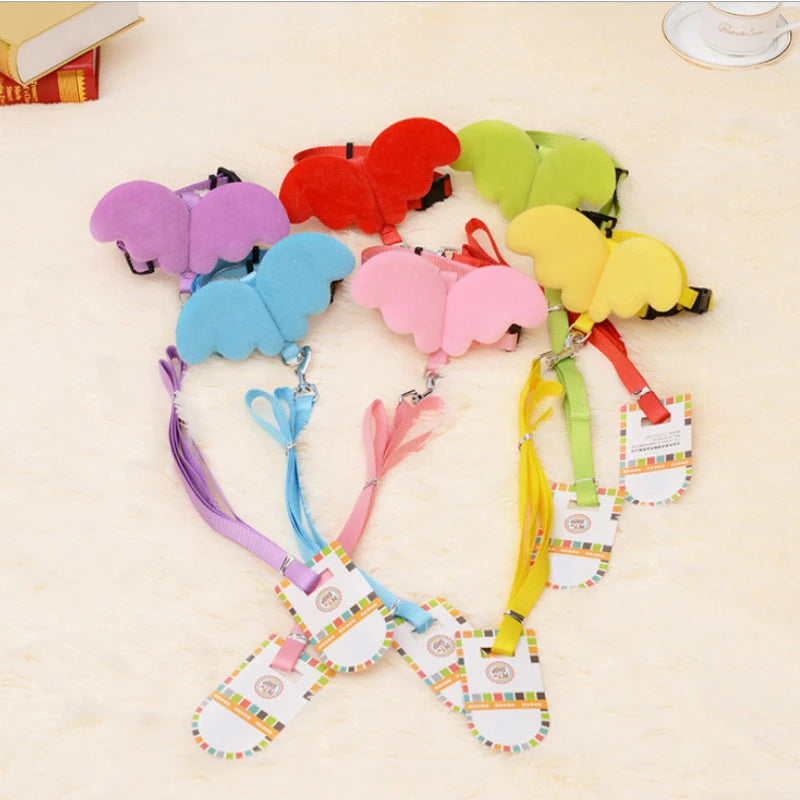 Dog Traction Rope Angel Pet Wing Small Pet Dog cat Rabbit Chest Set Cute Collar Safety Belt Adjustable Outdoor Walk Leash Rope