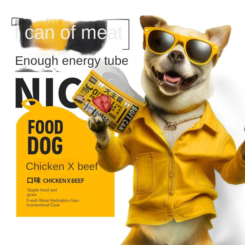 Pet Dog Canned Dog Wet Food Dog Snacks Dog Food Supplement Nutrition Fattening Brightening Hydration Beef Sealed Meat Snack Bag