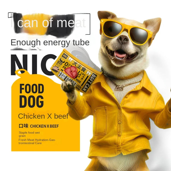 Pet Dog Canned Dog Wet Food Dog Snacks Dog Food Supplement Nutrition Fattening Brightening Hydration Beef Sealed Meat Snack Bag