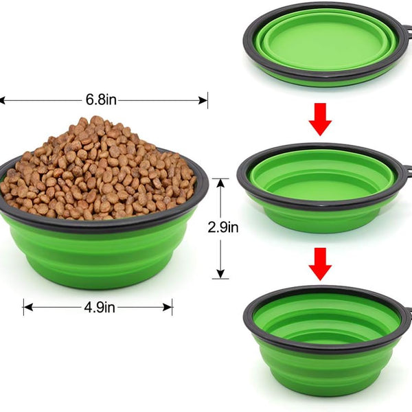 Collapsible Dog Bowl Portable Foldable Dog Travel Bowls Pets Cats Puppies Water Feeding Bowls for Walking Camping Outdoors (Large, Green)